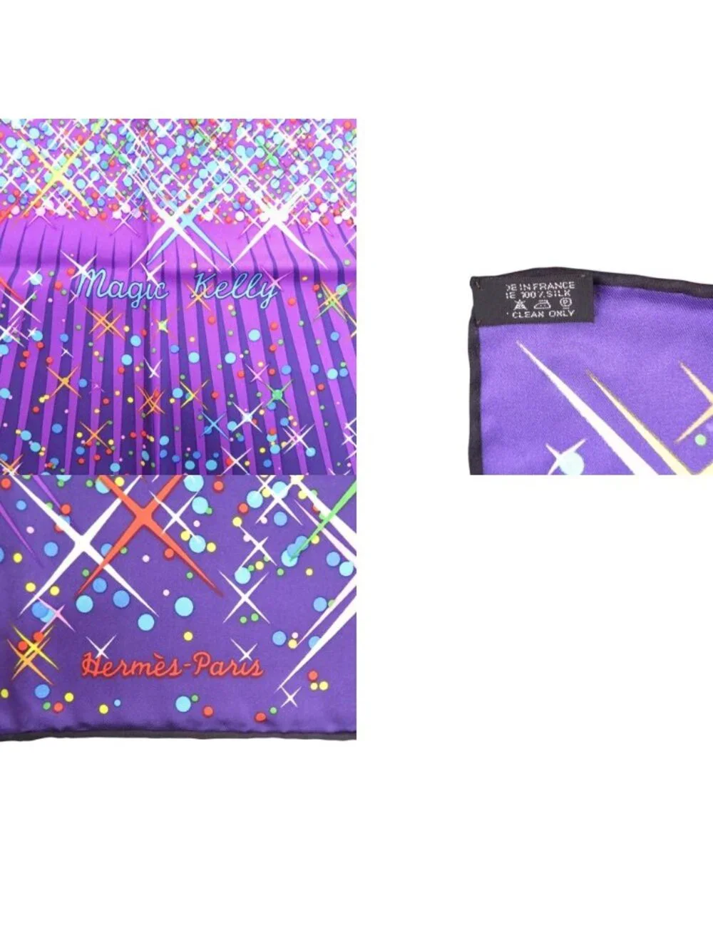 Hermes Carre 90 Magic Kelly Silk Purple Scarf
